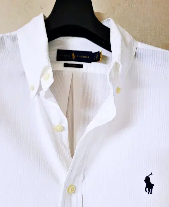 POLO RALPH LAUREN 白 シアサッカー 半袖 シャツ L ホログラムタグ 状態極上 MYR
