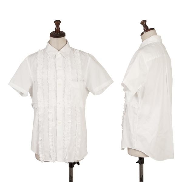 ローブドシャンブル コムデギャルソンrobe de chambre COMME des GARCONS レース装飾半袖シャツ オフM位