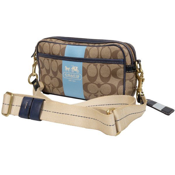 コーチCOACH 769-11355 ライン配色シグネチャーショルダーバッグ ベージュ