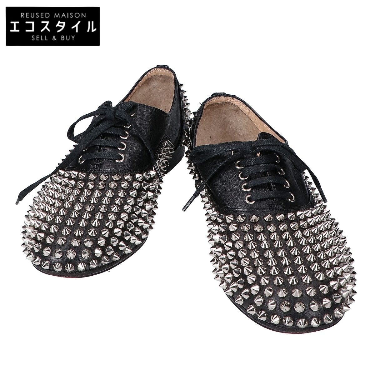 CHRISTIAN LOUBOUTIN　クリスチャンルブタン　FREDDY FLAT NAPPA スタッズ フラット レザーシューズ　38