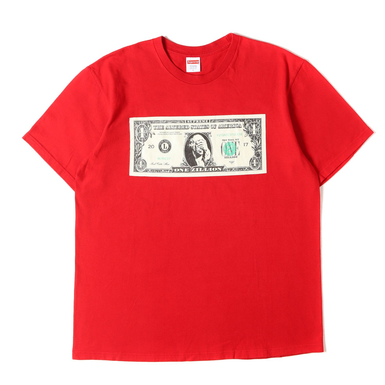 Supreme シュプリーム Tシャツ レッド サイズ:L | ドル札 グラフィック クルーネック Tシャツ (Dollar Tee) | トップス カットソー 半袖【メンズ】【中古】