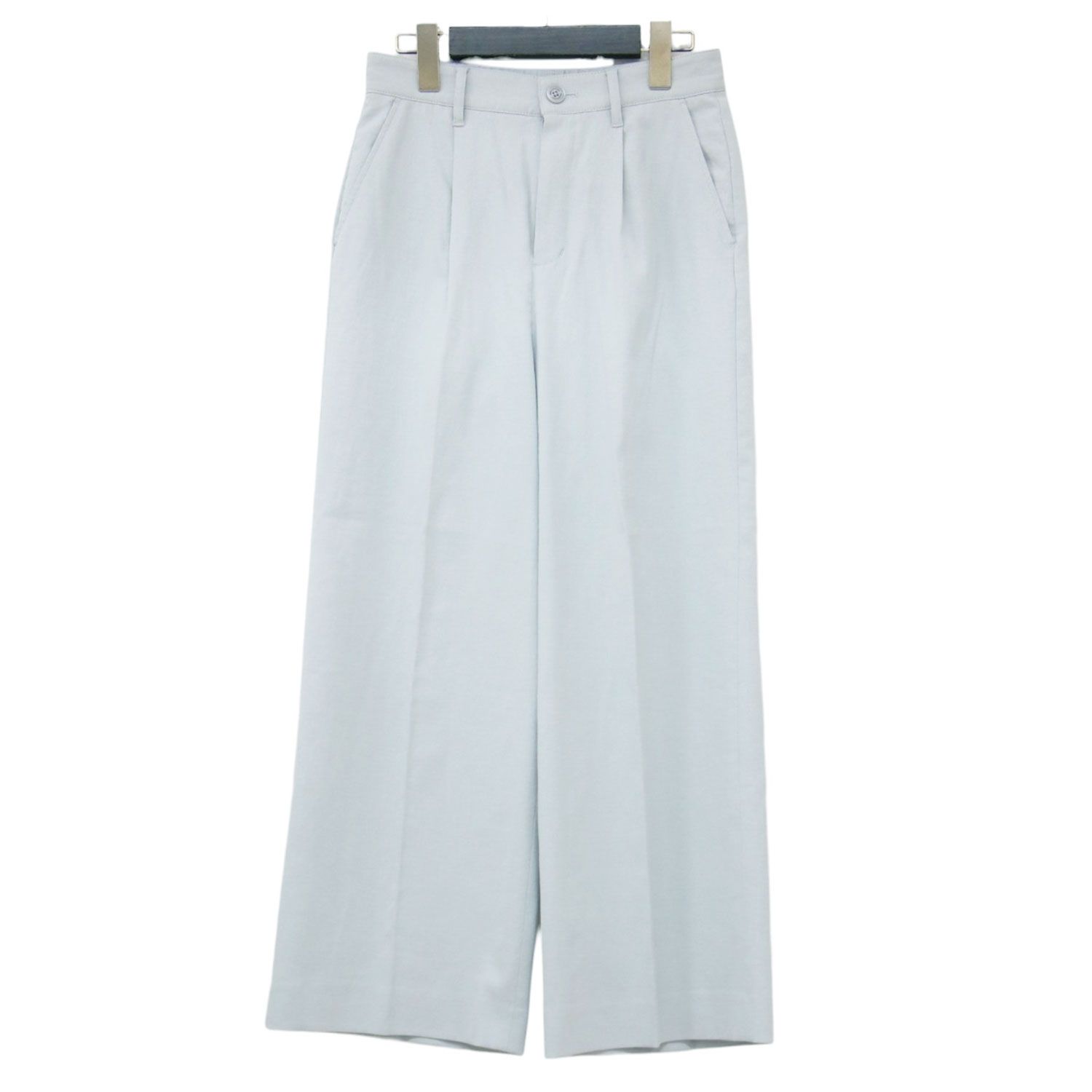 MACKINTOSH PHILOSOPHY マッキントッシュ パンツ アイスブルー サイズ:36(S) | 24春夏 リネン混ストレートワイドパンツ | センタープレス ウエストゴム コットン ウォッシャブル | ボトムス ズボン【レディース】【中古】