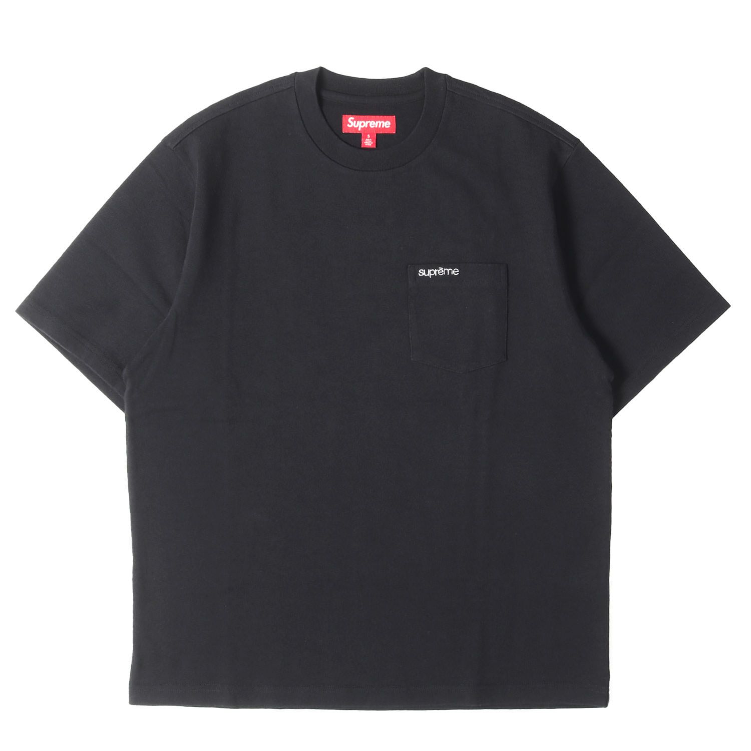 【新品同様】Supreme シュプリーム Tシャツ ブラック 黒 サイズ:S | 25SS クラシックロゴ ヘビー ポケットTシャツ(S/S Pocket Tee) | トップス カットソー 半袖【メンズ】【中古】