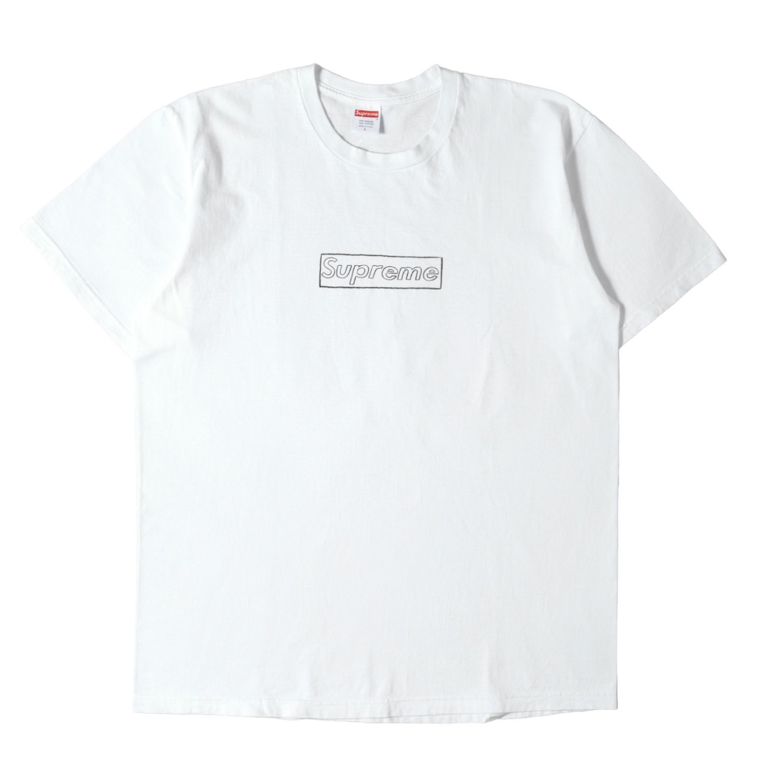 Supreme シュプリーム Tシャツ ホワイト 白 サイズ:L | 21SS KAWS チョークBOXロゴ Tシャツ (Chalk Box Logo Tee) | トップス カットソー 半袖【メンズ】【中古】