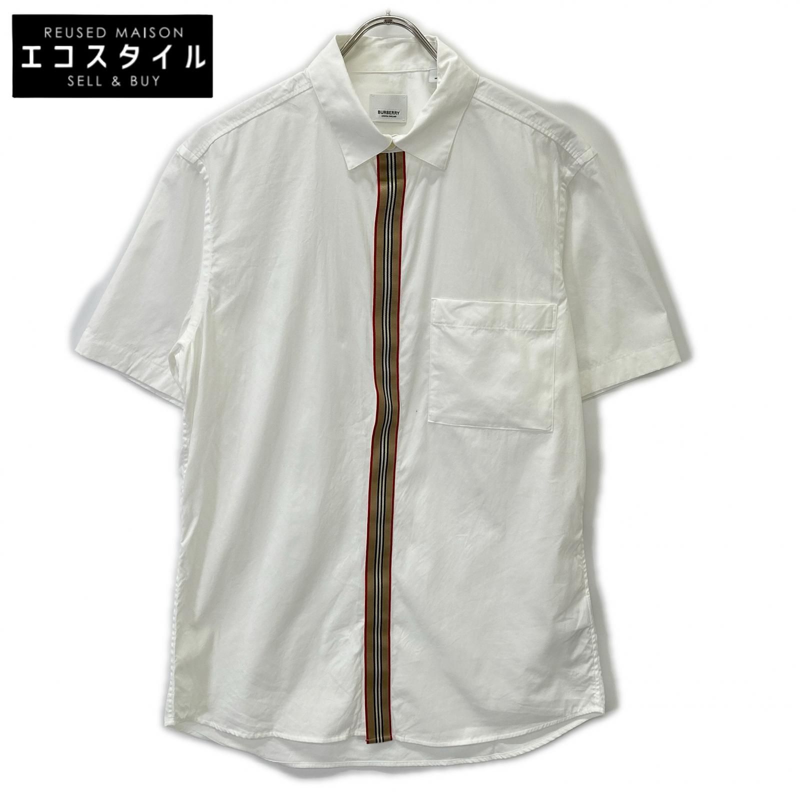 BURBERRY　バーバリー　8017503 ホワイト ノバストライプ S/S シャツ　M