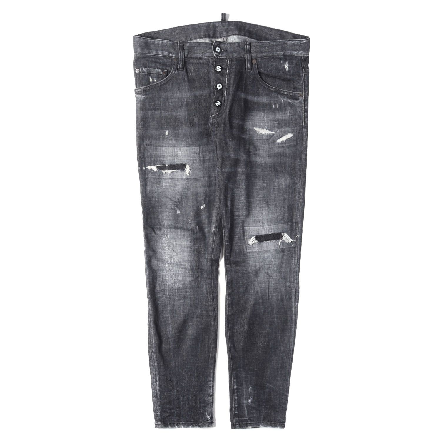 【美品】DSQUARED2 ディースクエアード パンツ ブラック 黒 サイズ:46 | 20AW スケーター ダメージリペア加工 ストレッチ デニムパンツ (Skater Jean) | ボトムス ジーンズ ジーパン【メンズ】【中古】