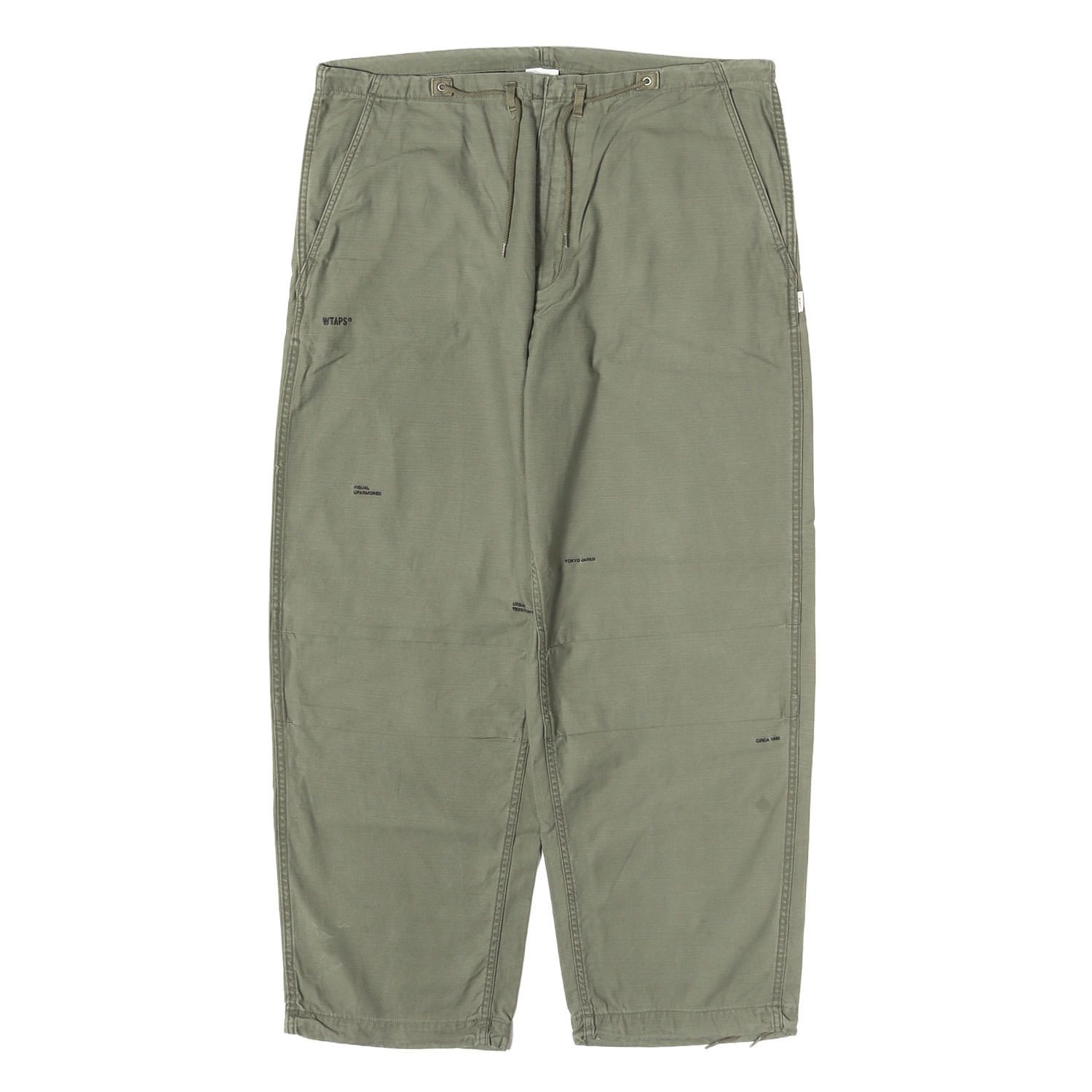WTAPS ダブルタップス パンツ オリーブドラブ サイズ:XL | バックサテン ミリタリー ワイド テーパード パンツ(CAPE) | ボトムス ズボン【メンズ】【中古】
