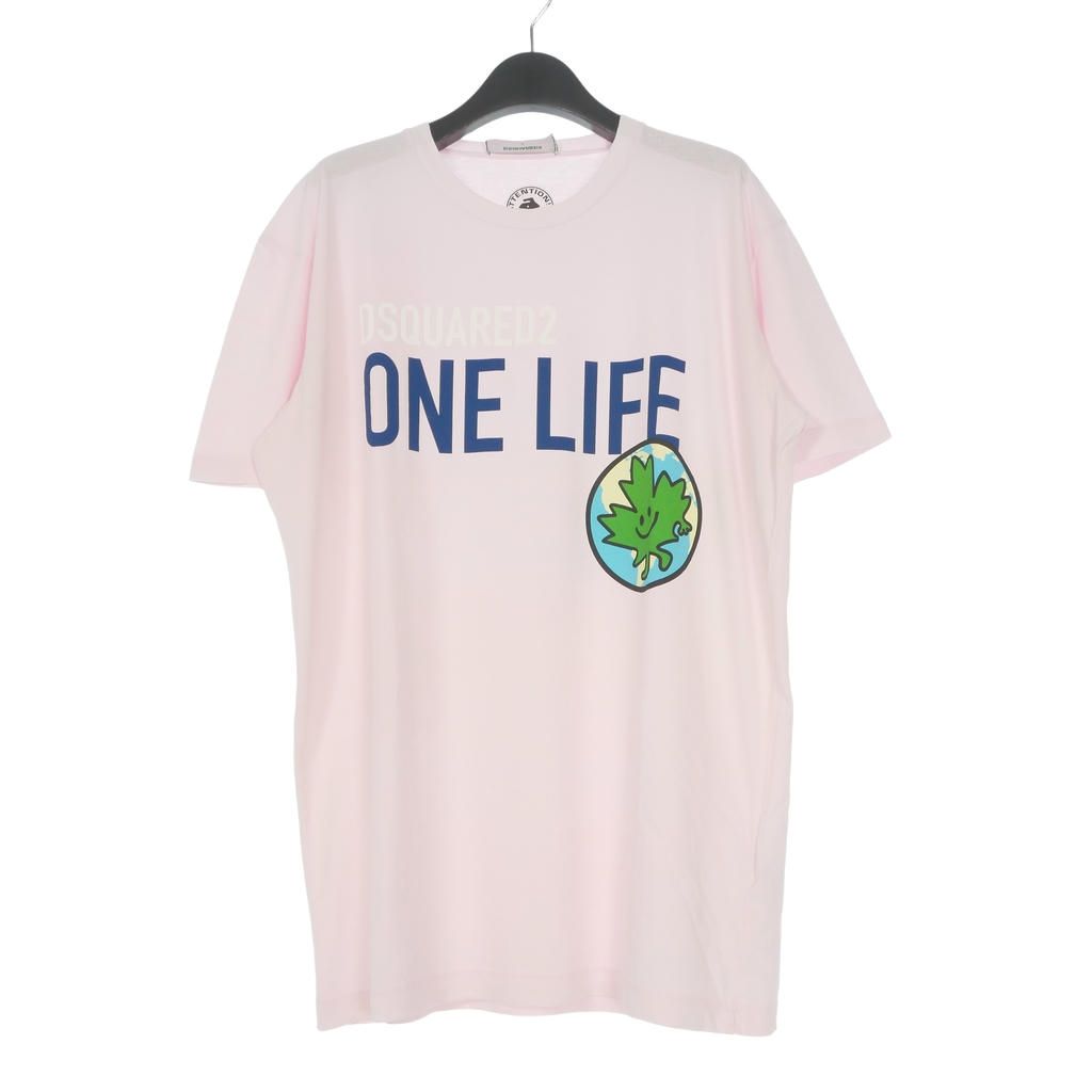ディースクエアード DSQUARED2 22SS One Life Cool Tee プリントTシャツ カットソー 半袖 L ピンク S78GD0056 国内正規