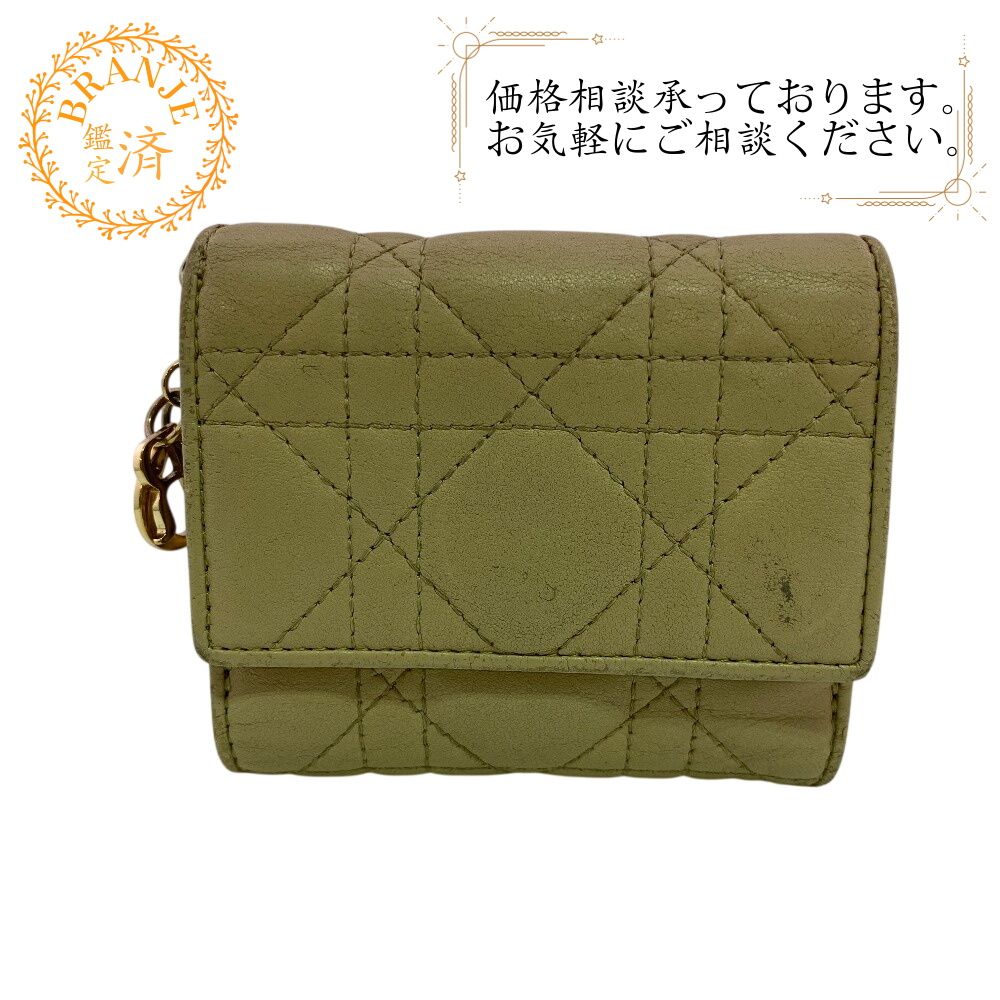 ディオール コンパクトウォレット レディディオール カナージュ 三つ折り財布