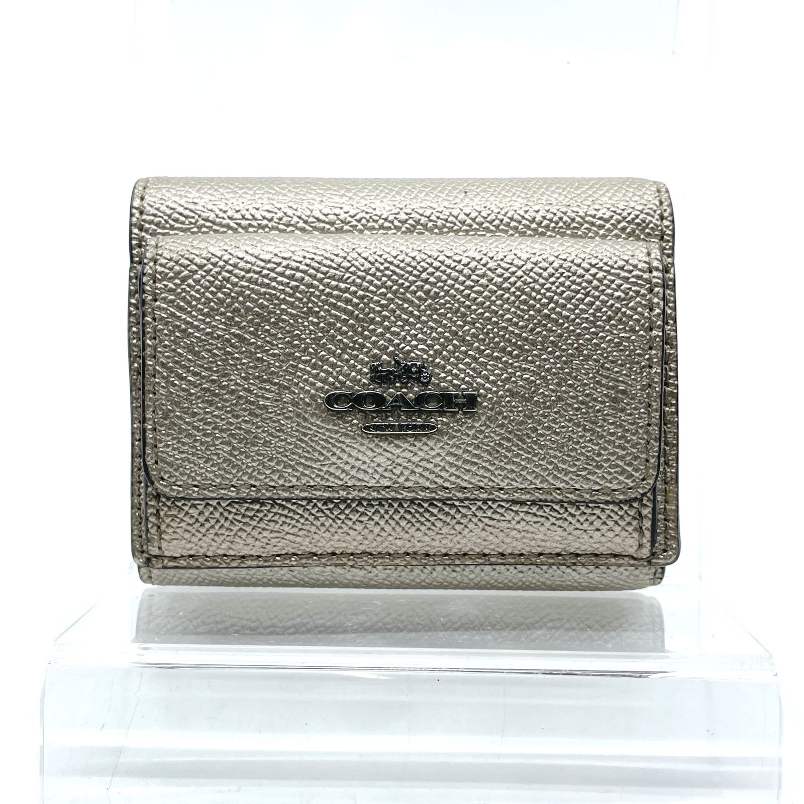COACH コーチ 三つ折り財布 ミニウォレット レザー シャンパンゴールド 