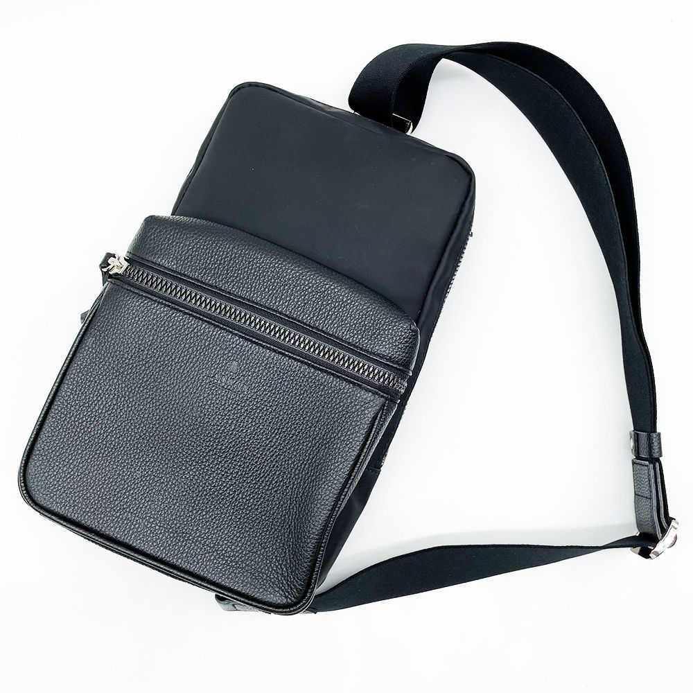 LANVIN COLLECTION ランバンコレクション ショルダーバッグ ボディバッグ エクラ レザー PU ブラック 肩掛け 斜め掛け メンズ クロスボディ ワンショルダー