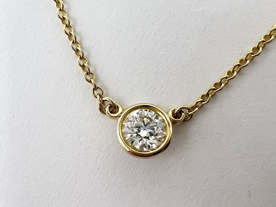 TIFFANY&CO. ティファニー ネックレス バイザヤード ダイヤモンド 0.26 VVS-2 3EX 750 K18 PERETTI イエローゴールド 鑑定書 新品仕上げ
