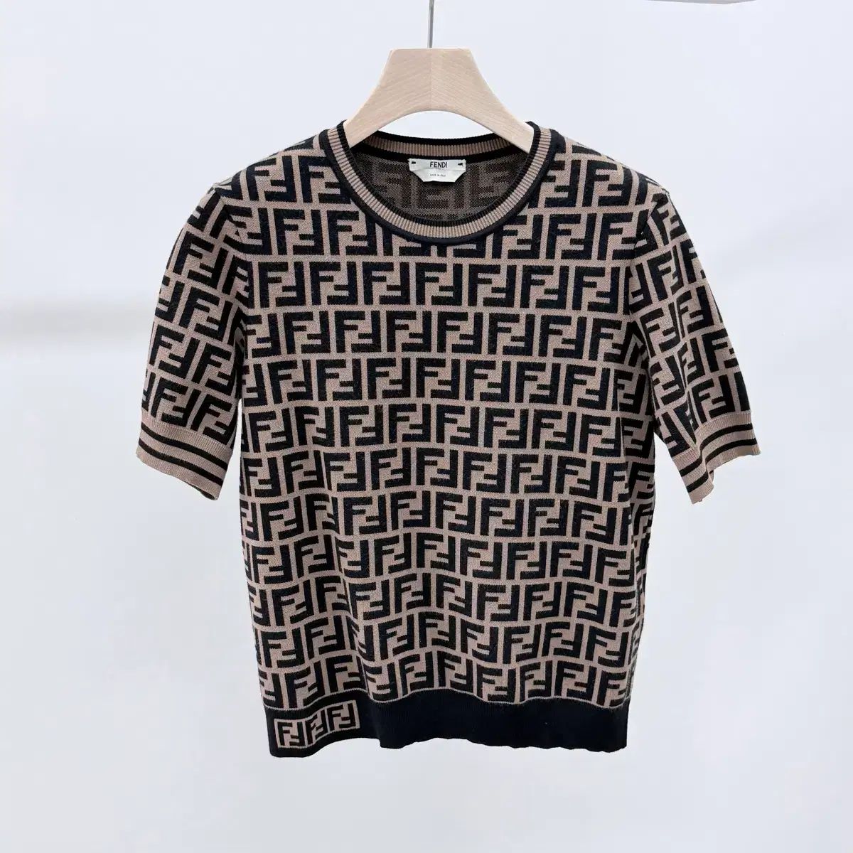 S+級/42 FENDI フェンディ FF ロゴ レディース 半袖 ニット
