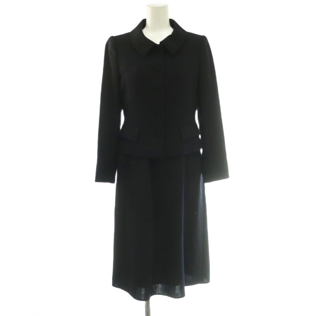 フォクシー ブティック FOXEY BOUTIQUE 42294 Ceremony Suits スーツ 2点セット ジャケット ワンピース 半袖 ロング ウール 38 紺 ネイビー /NR ■OS