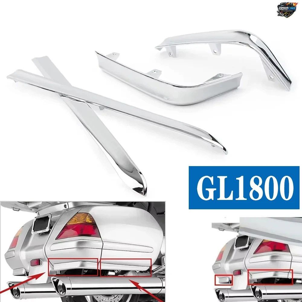 クロームメッキのオートバイ用トランク/サドルバッグモールディングパネル装飾ストリップトリム（ホンダ ゴールドウイング GL1800 2001-201