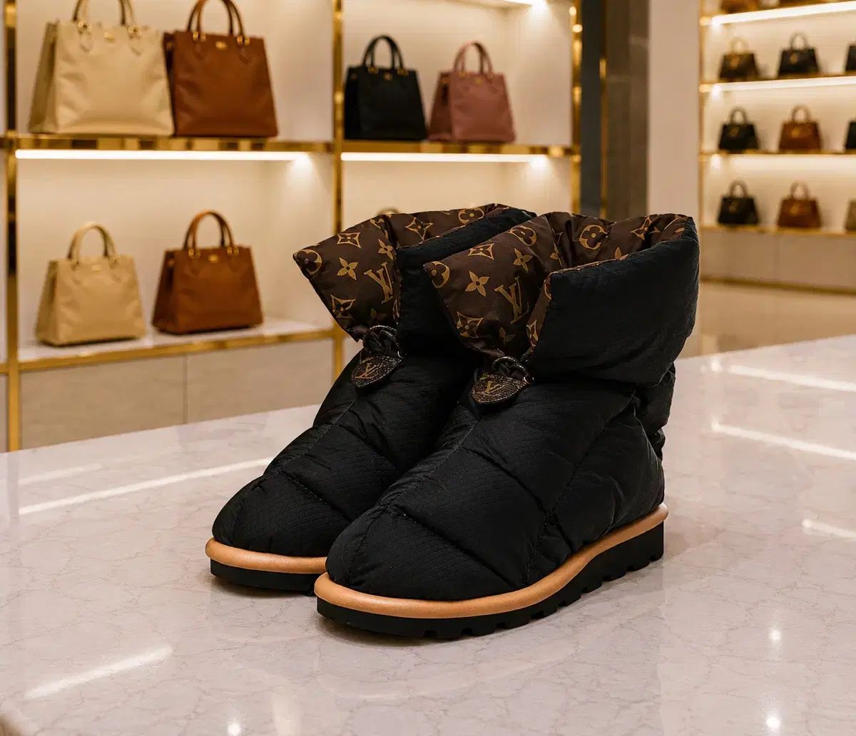 A級 (W) Louis Vuitton ルイヴィトン ピロー コンフォート アンクル ブーツ ブラック 出品