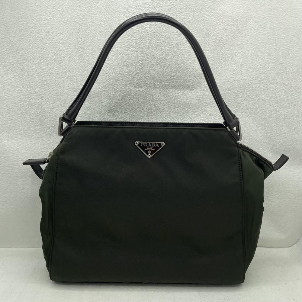【中古】PRADA ナイロン　ワンショルダー　ハンドバッグ　グリーン[79]