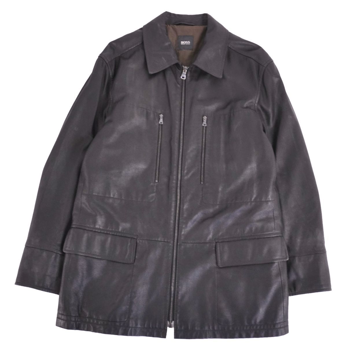美品 ヒューゴボス HUGO BOSS ジャケット レザージャケット ゴートスキ