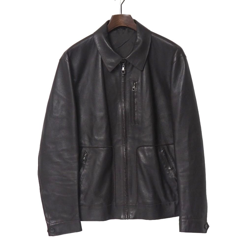 サルバトーレフェラガモ スエードシングルライダースジャケット 48 L レザー Salvatore Ferragamo サルヴァトーレフェラガモ ライダースジャケット