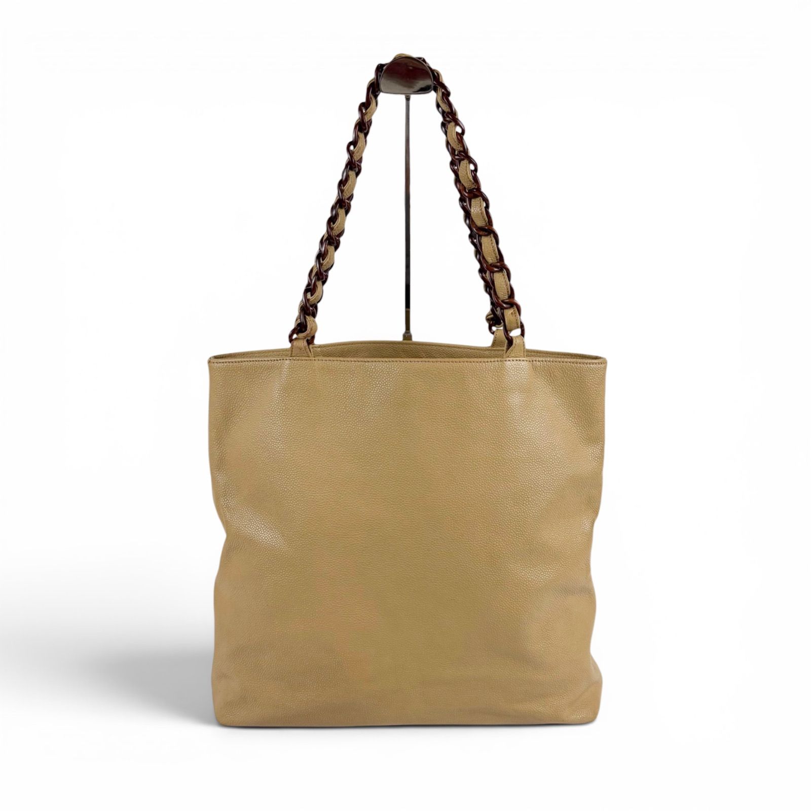 シャネル CHANEL プラスチックチェーン トートバッグ ウッド べっ甲 