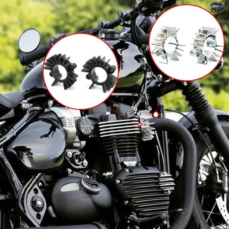 トライアンフ ブラック T100 T120 スクランブラー 1200 ストリートツイン 2016年以降モデル用 レトロエキゾーストヘッド ヒートシンク 冷却