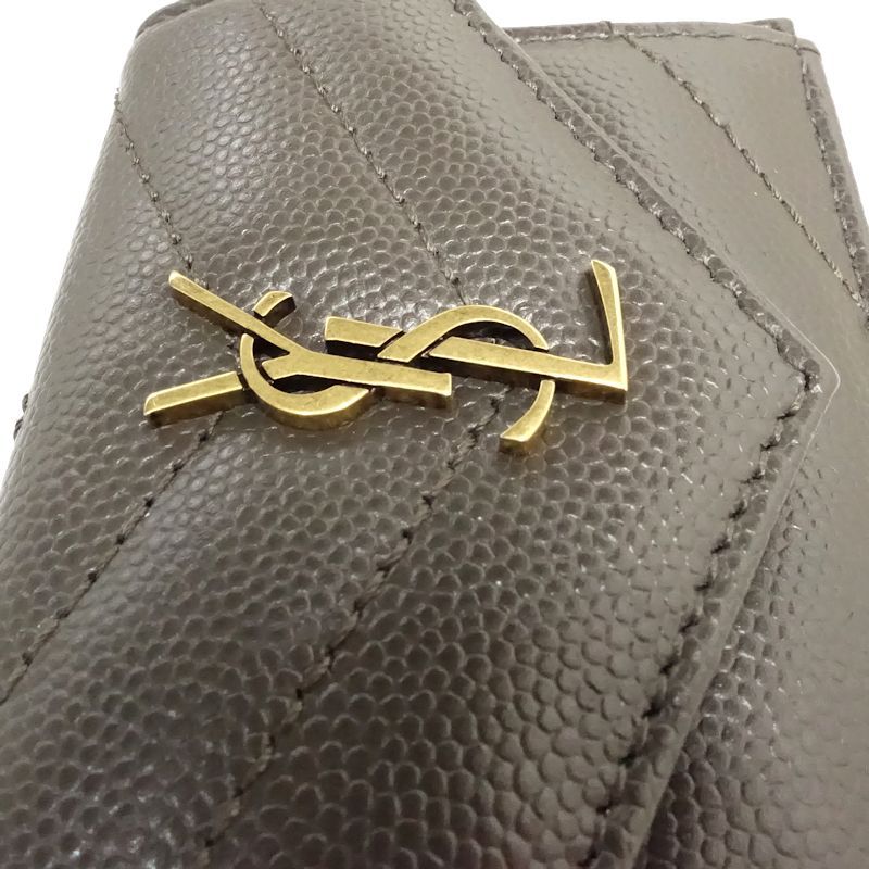【中古】SAINT LAURENT サンローラン 三つ折り財布 602791 モノグラム マルチフォールドウォレット Vステッチ レザー ダークグレー レディース /182006 【中古】SAINT LAURENT サンローラン 三つ折り財布 602791 モノグラム マルチフォールドウォレット Vステッチ レザー ダークグレー レディース /182006