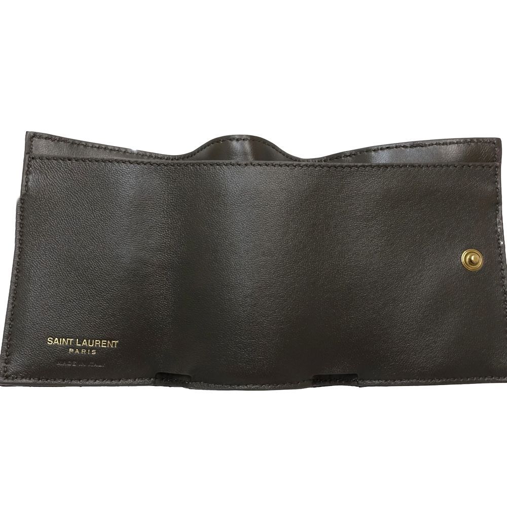 【中古】SAINT LAURENT サンローラン 三つ折り財布 602791 モノグラム マルチフォールドウォレット Vステッチ レザー ダークグレー レディース /182006 【中古】SAINT LAURENT サンローラン 三つ折り財布 602791 モノグラム マルチフォールドウォレット Vステッチ レザー ダークグレー レディース /182006