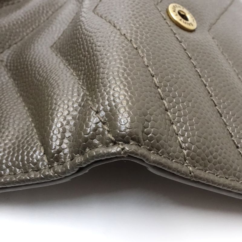 【中古】SAINT LAURENT サンローラン 三つ折り財布 602791 モノグラム マルチフォールドウォレット Vステッチ レザー ダークグレー レディース /182006 【中古】SAINT LAURENT サンローラン 三つ折り財布 602791 モノグラム マルチフォールドウォレット Vステッチ レザー ダークグレー レディース /182006