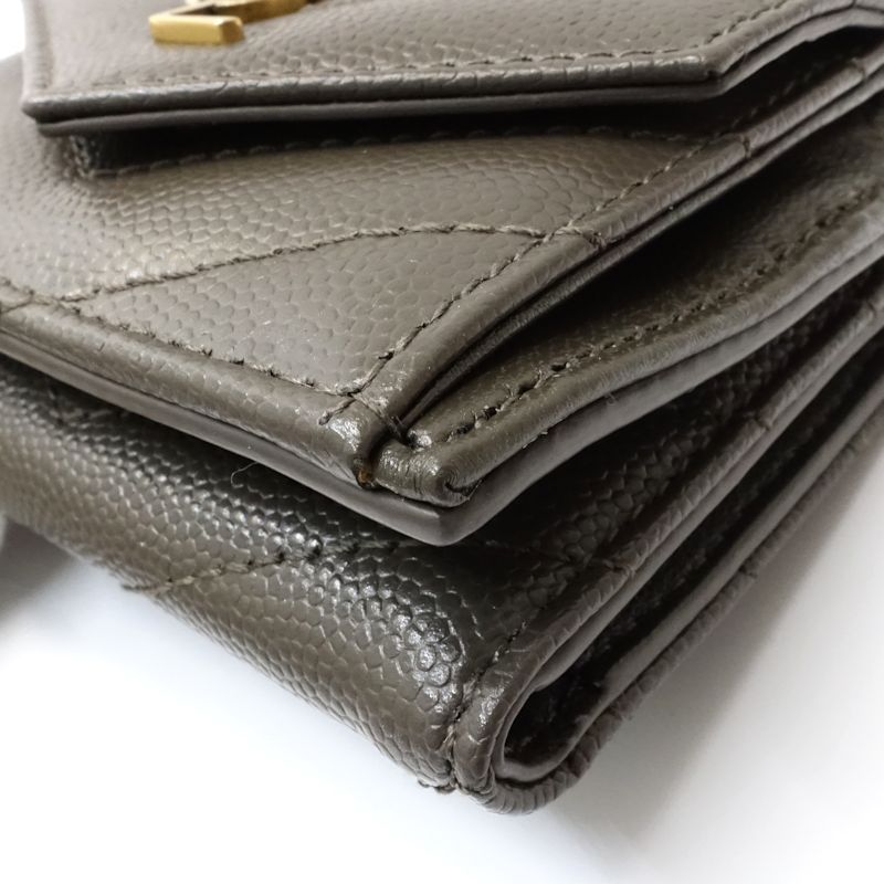 【中古】SAINT LAURENT サンローラン 三つ折り財布 602791 モノグラム マルチフォールドウォレット Vステッチ レザー ダークグレー レディース /182006 【中古】SAINT LAURENT サンローラン 三つ折り財布 602791 モノグラム マルチフォールドウォレット Vステッチ レザー ダークグレー レディース /182006