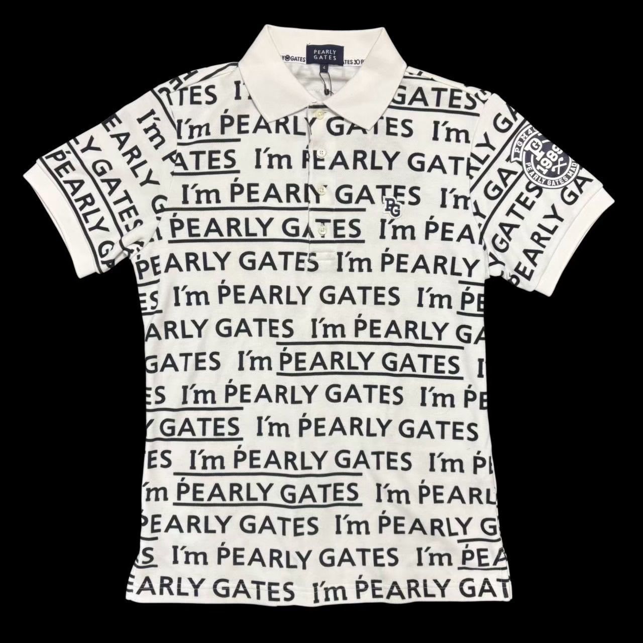 PEARLY GATES パーリーゲイツ ポロシャツ ウェア シャツ 半袖Tシャツ 白 ロゴ 4サイズ スポーツ ゴルフ GOLF ゴルフウェア 053-9160313 メンズ