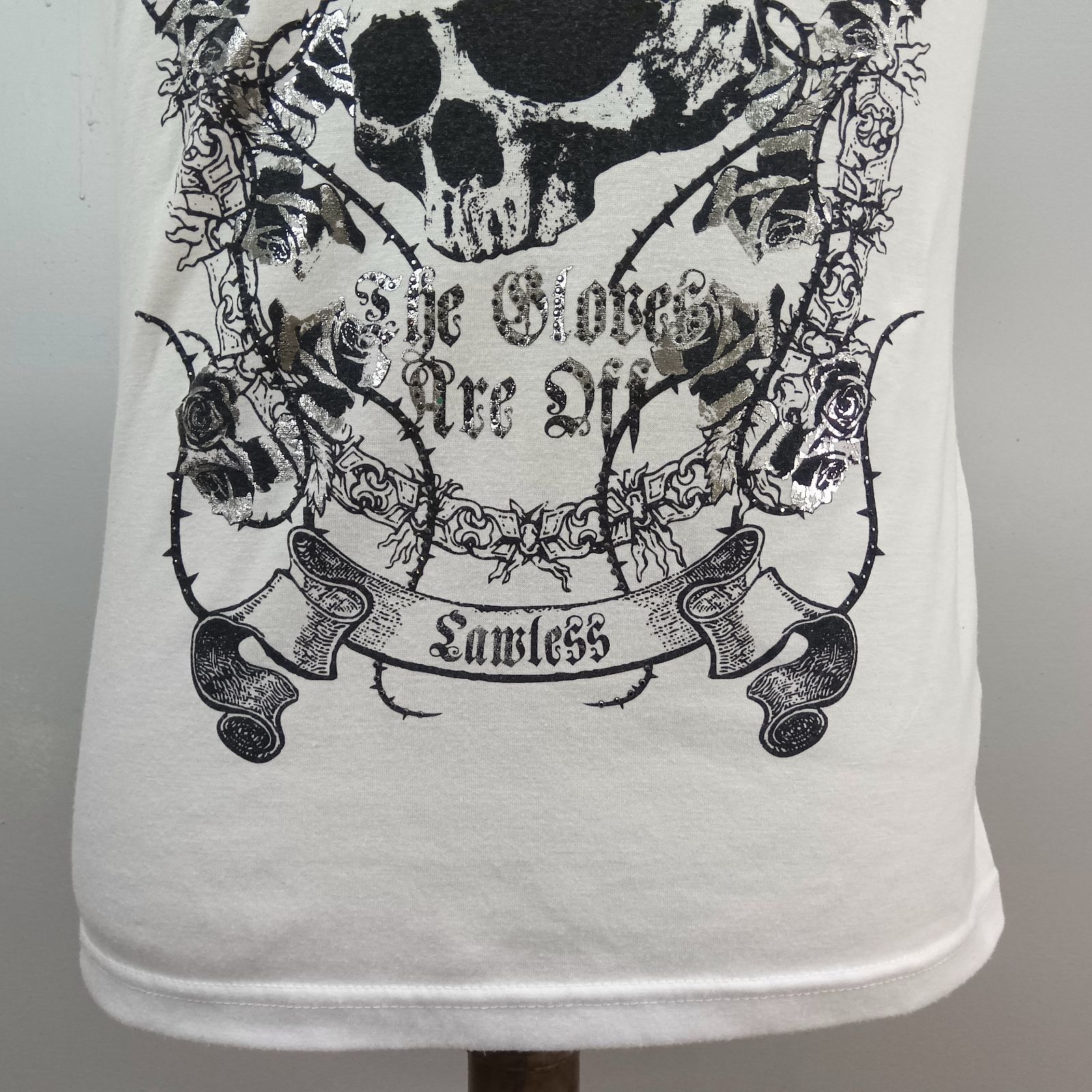 y2k LAGUST ラガス スカル 薔薇 ドクロ Tシャツ ラインストーン 