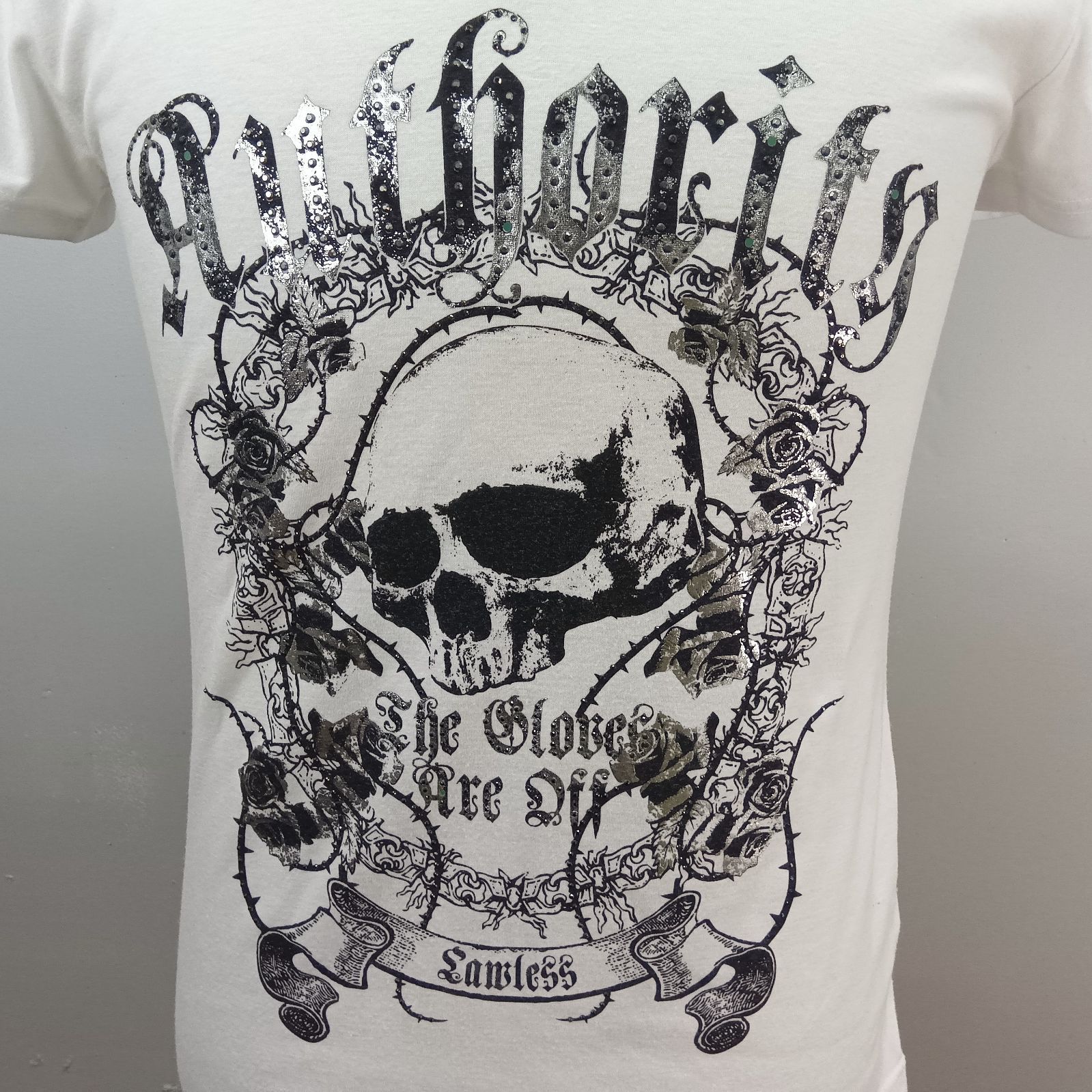 y2k LAGUST ラガス スカル 薔薇 ドクロ Tシャツ ラインストーン 