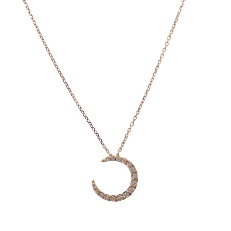 スタージュエリー STAR JEWELRY ムーン ネックレス K18イエローゴールド 18金 ダイヤモンド0.10ct 月モチーフ 上品 ギフト プレゼント レディース【中古】【Aランク】