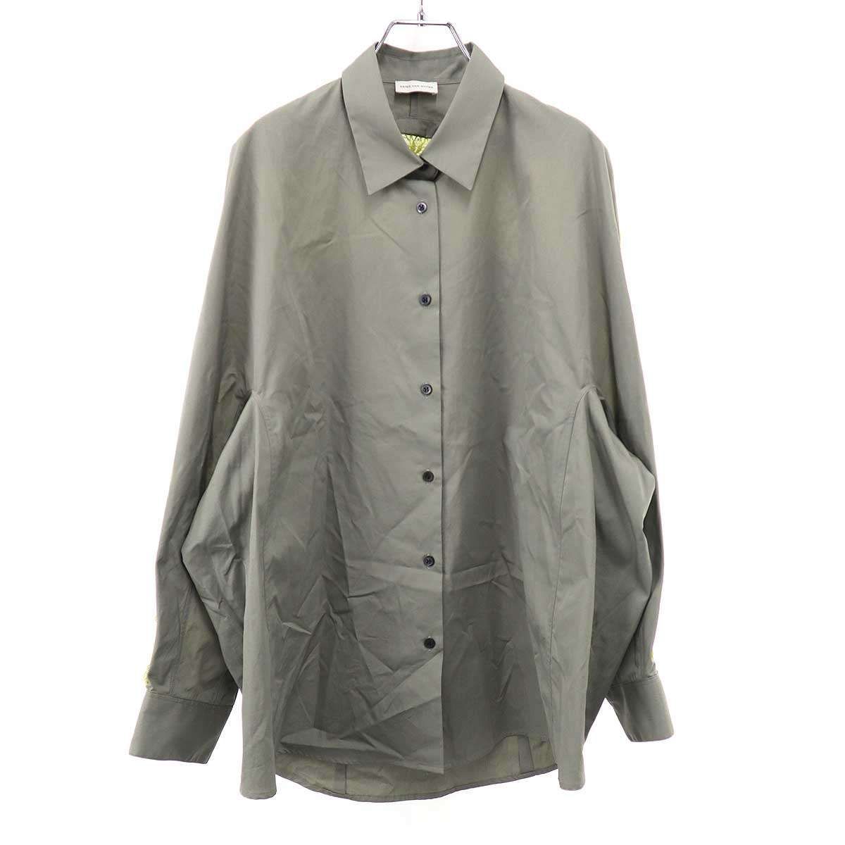 DRIES VAN NOTEN ドリスヴァンノッテン 25SS CAMIA 1374 W.W.SHIRT CEM レースデザインブラウス シャツ 251-010753-1374-801 カーキ S