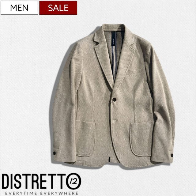 【定価64,900円(税込)】DISTRETTO12 - ディストレット ドーディッチ - 触れればわかる計算されたテクスチャー！品格と色気が瞬時に手に入るハニカムストレッチジャケットコットン混 2B シングル ストレッチ ハニカム調 52267110402
