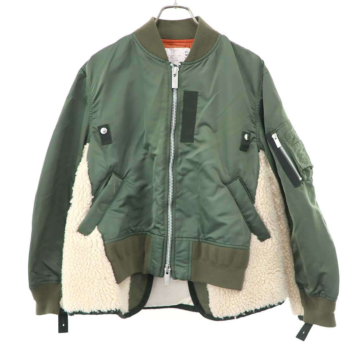 sacai サカイ 21AW Nylon Twill Mix Blouson ナイロンツイルミックスブルゾン 21-05745 カーキ ホワイト 3
