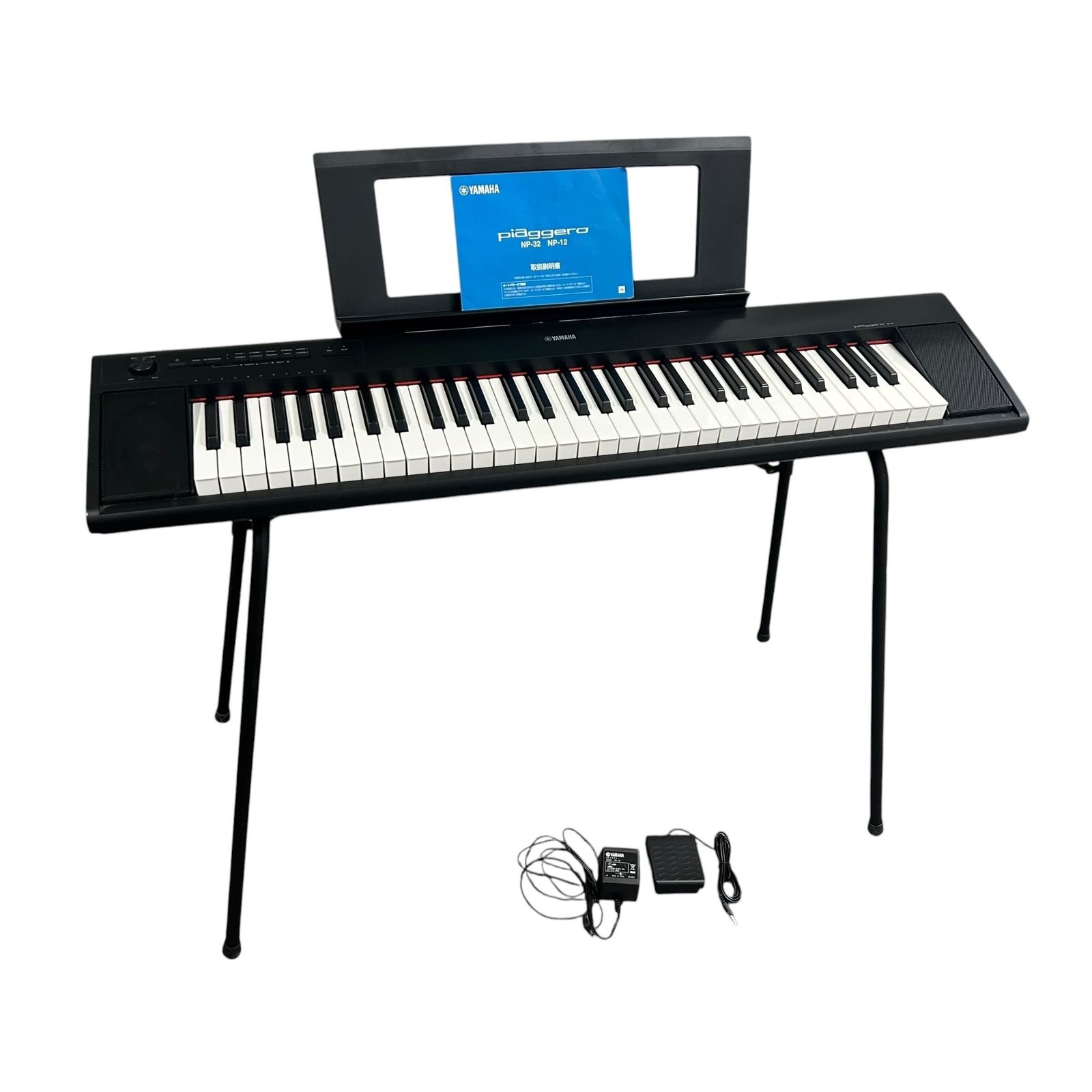 □YAMAHA piaggero NP-12B 電子キーボード 61鍵 ブラック ペダル AC
