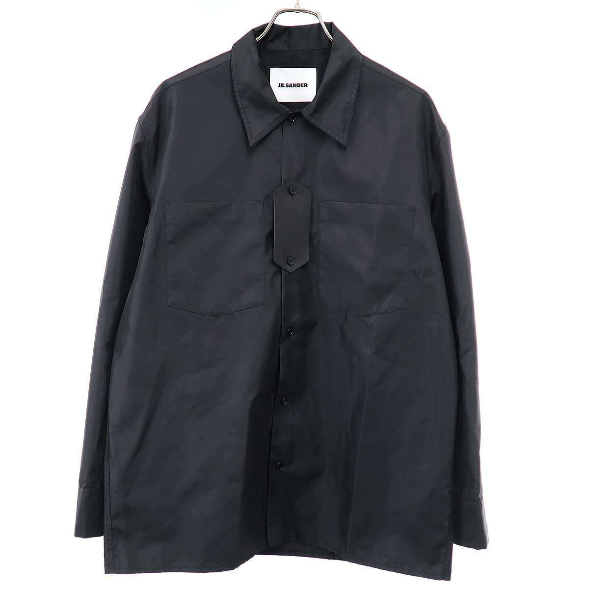 JIL SANDER ジルサンダー 23SS レザーパッチロングシャツ J22DL0127 J70094 ブラック 40