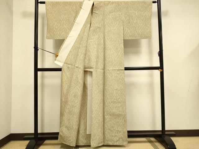 平和屋着物▽上質な紬　単衣　変わり縞　正絹　逸品　DABF5660du