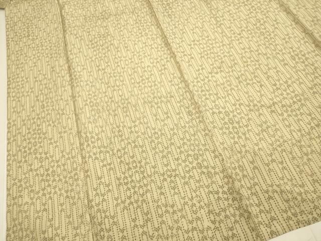 平和屋着物▽上質な紬　単衣　変わり縞　正絹　逸品　DABF5660du