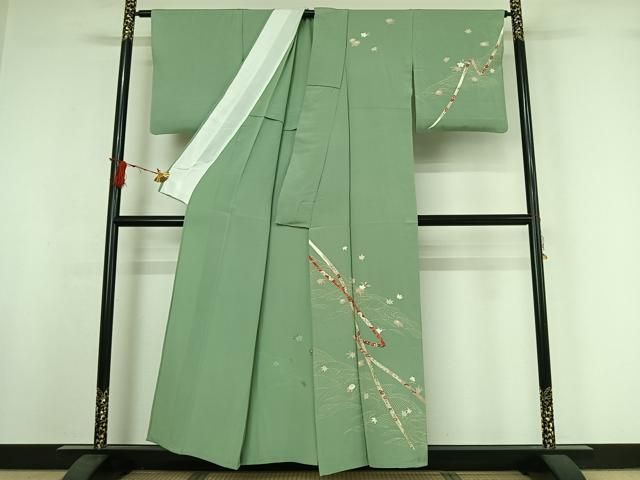 平和屋着物▽訪問着　単衣　吉祥花文　金彩　正絹　逸品　AABI7756jh