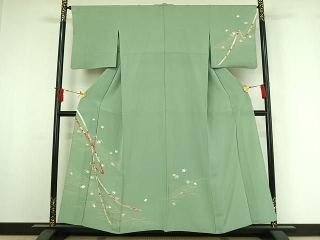 平和屋着物▽訪問着 単衣 吉祥花文 金彩 正絹 逸品 AABI7756jh