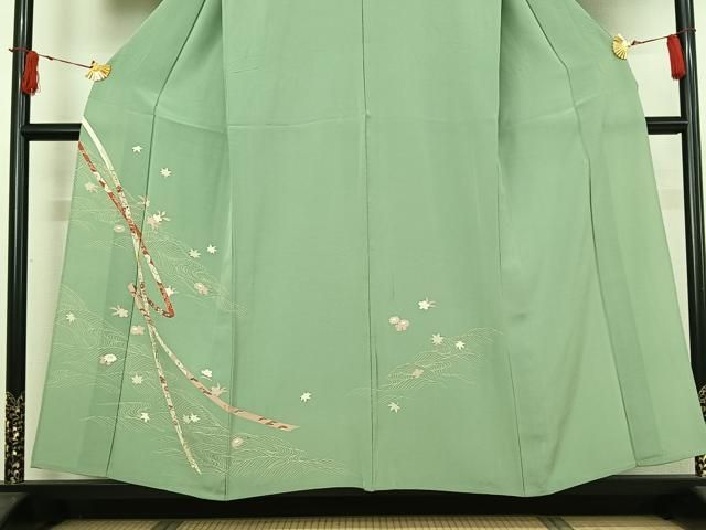 平和屋着物▽訪問着　単衣　吉祥花文　金彩　正絹　逸品　AABI7756jh