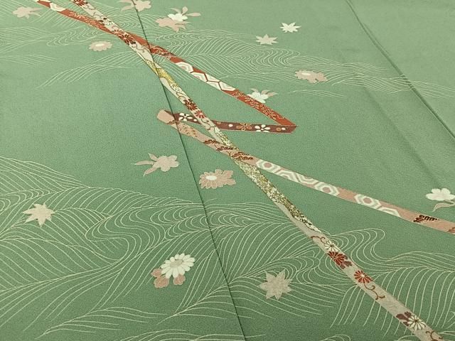 平和屋着物▽訪問着　単衣　吉祥花文　金彩　正絹　逸品　AABI7756jh