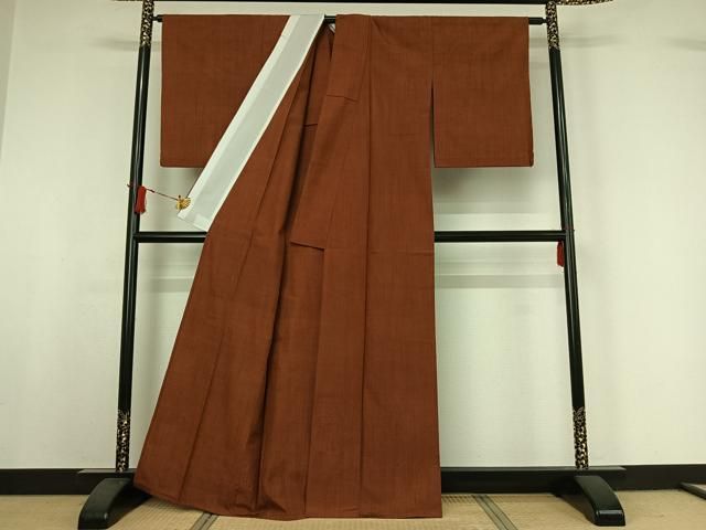 平和屋着物▽上質な紬 単衣 霞文 茶色 正絹 逸品 AABI7758jh 平和屋着物▽上質な紬 単衣 霞文 茶色 正絹 逸品 AABI7758jh