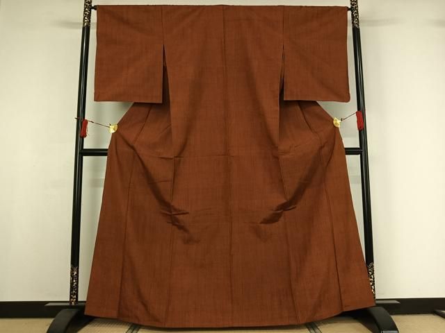 平和屋着物▽上質な紬 単衣 霞文 茶色 正絹 逸品 AABI7758jh 平和屋着物▽上質な紬 単衣 霞文 茶色 正絹 逸品 AABI7758jh