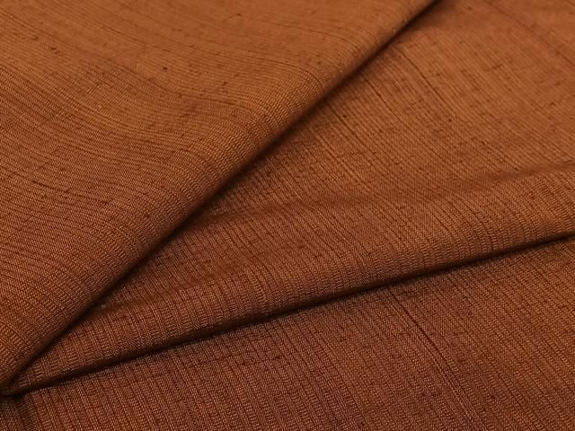 平和屋着物▽上質な紬　単衣　霞文　茶色　正絹　逸品　AABI7758jh