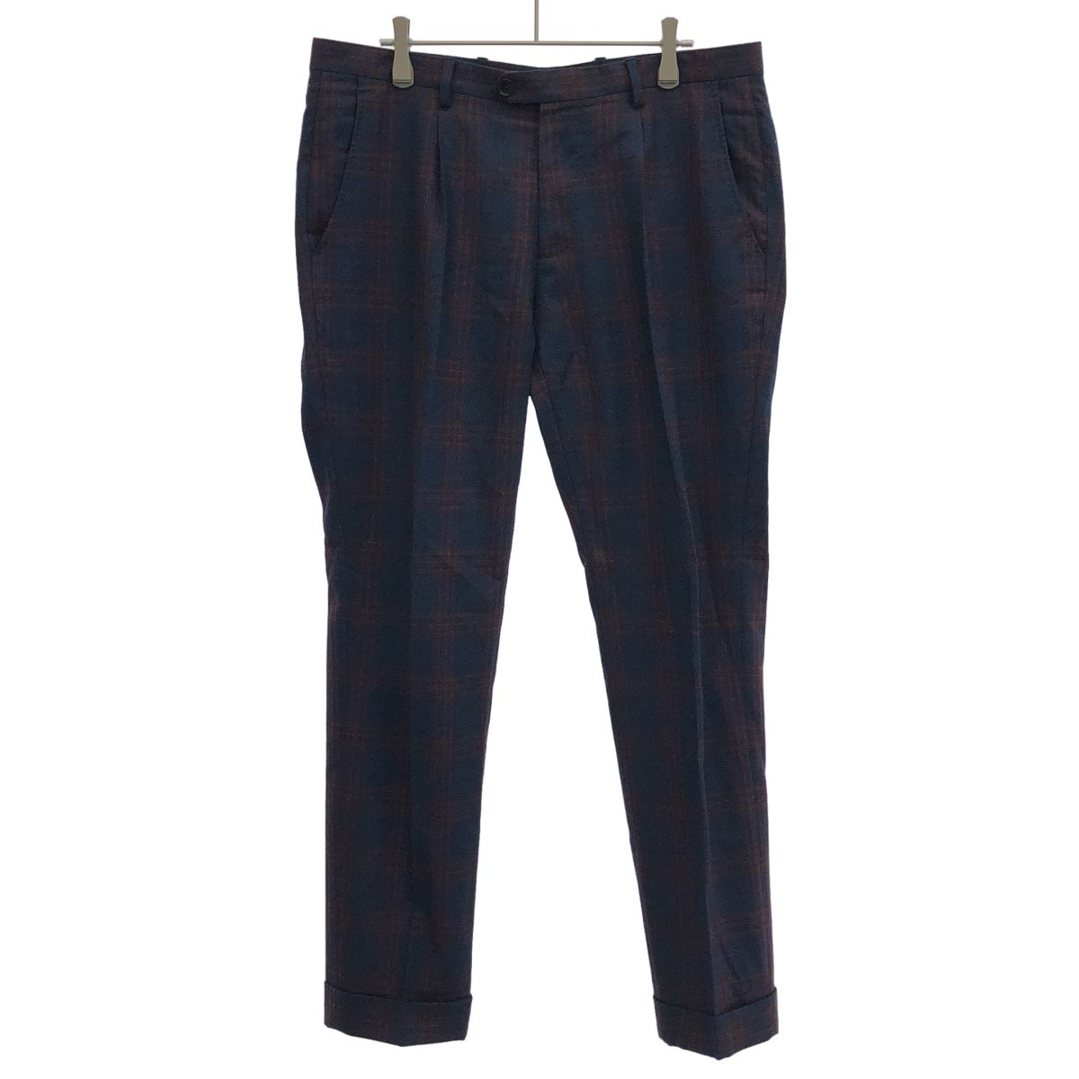 ETRO エトロ 22AW ウールチェック2Bテーラードジャケット&スラックスパンツ セットアップスーツ 222-1A201-0028 ネイビー×レッド 48 ETRO エトロ 22AW ウールチェック2Bテーラードジャケット&スラックスパンツ セットアップスーツ 222-1A201-0028 ネイビー×レッド 48