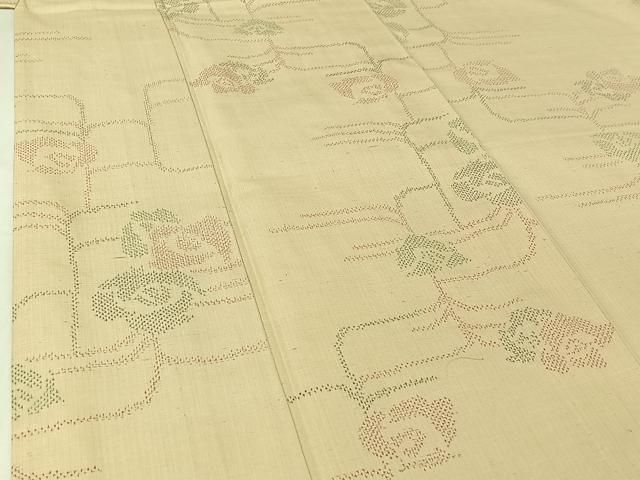 平和屋着物▽上質な紬 単衣 草花文 正絹 逸品 AABI7759jh 平和屋着物▽上質な紬 単衣 草花文 正絹 逸品 AABI7759jh