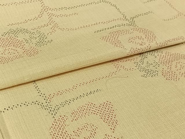 平和屋着物▽上質な紬 単衣 草花文 正絹 逸品 AABI7759jh 平和屋着物▽上質な紬 単衣 草花文 正絹 逸品 AABI7759jh